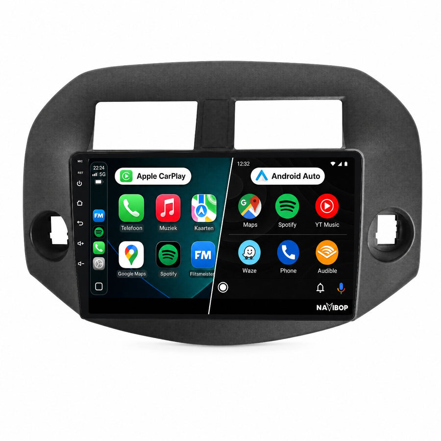 Toyota RAV-4 Zwart | Autoradio | Draadloos CarPlay & Android Auto | Android 15 | 2005 t/m 2013