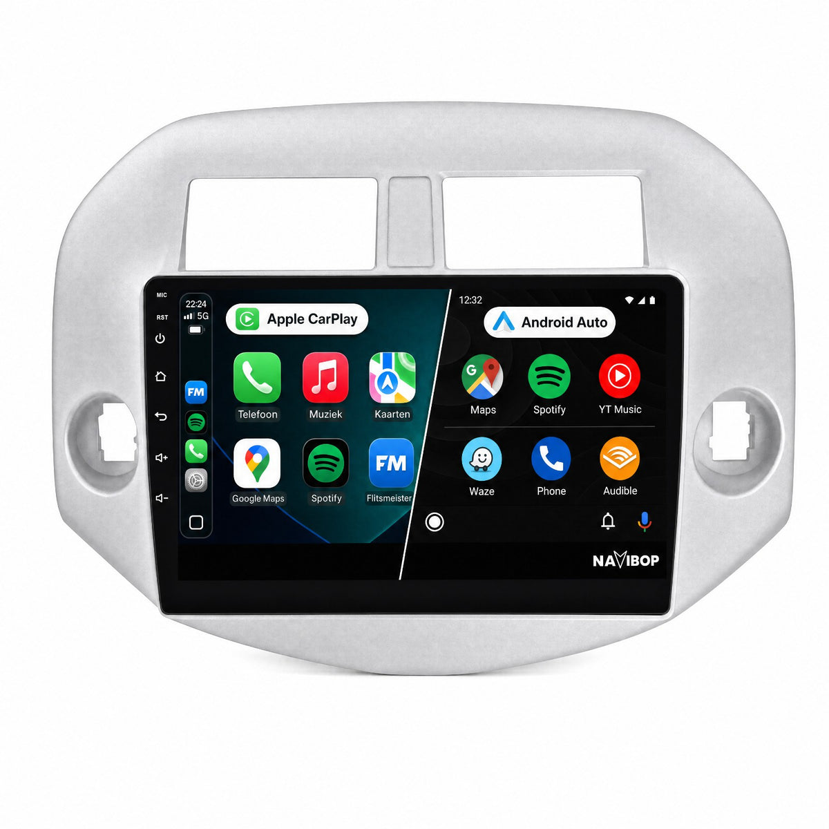 Toyota RAV-4 Zilver | Autoradio | Draadloos CarPlay & Android Auto | Android 15 | 2005 t/m 2013