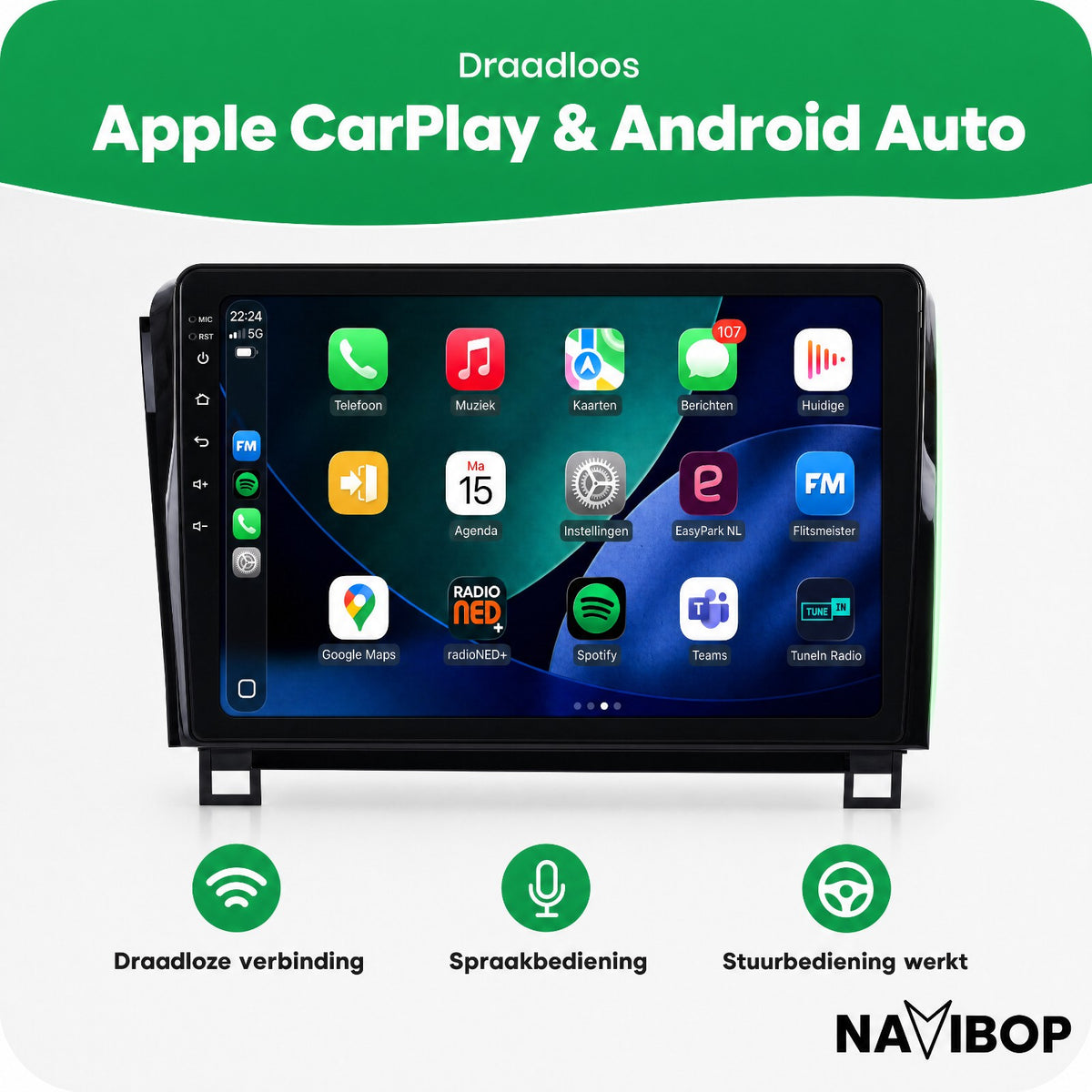 Toyota Tundra | Autoradio | Draadloos CarPlay & Android Auto | Android 15 | 2007 t/m 2013