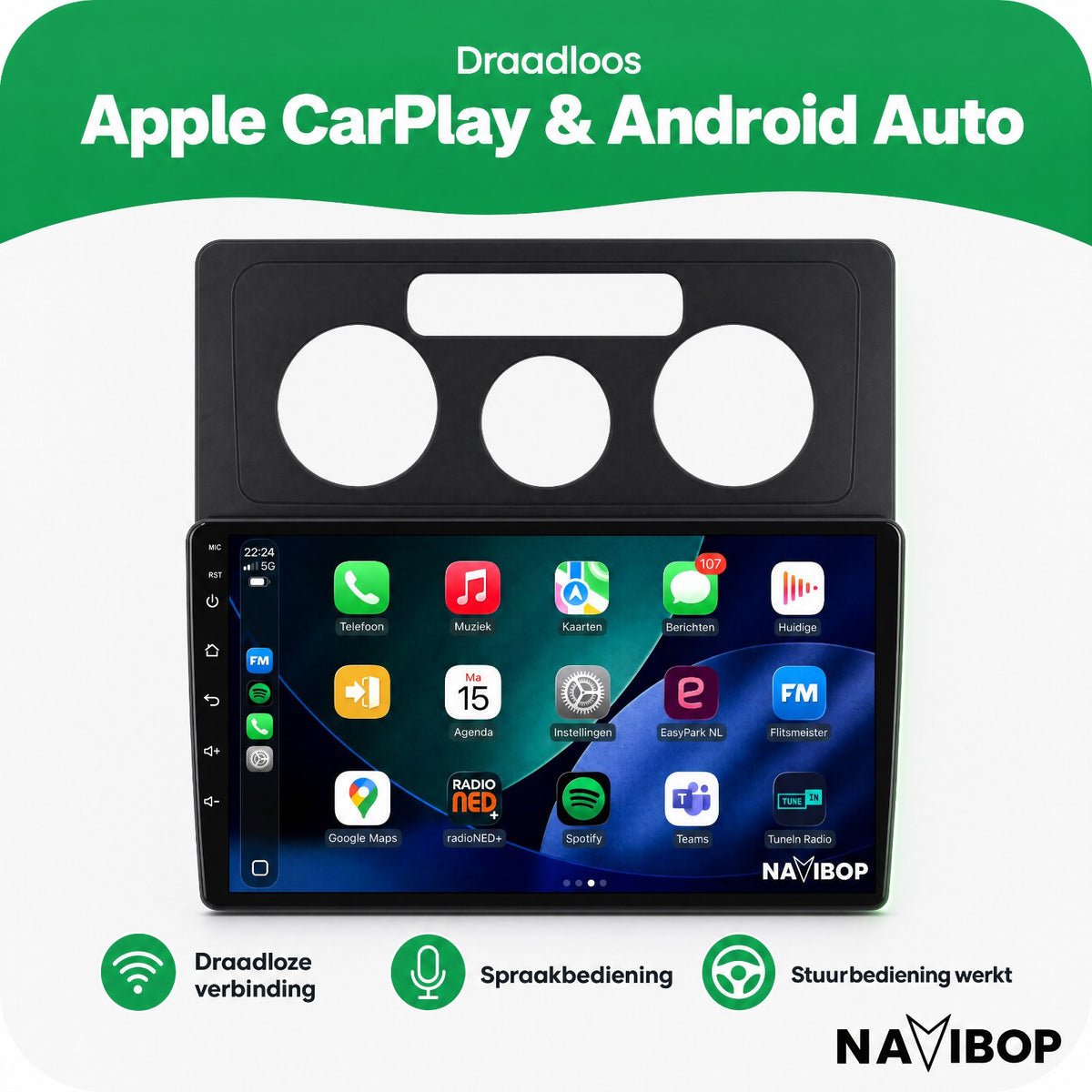 Volkswagen Caddy | Autoradio | Draadloos CarPlay & Android Auto | Android 15 | 2003 t/m 2018