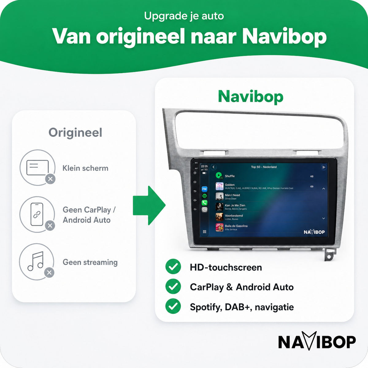 Volkswagen Golf Grijs | Autoradio | Draadloos CarPlay & Android Auto | Android 15 | 2013 t/m 2020