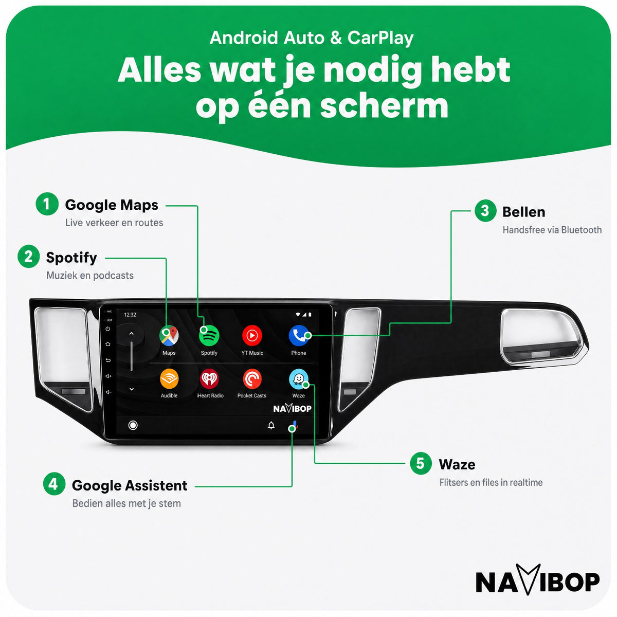 Volkswagen Golf Sportsvan | Autoradio | Draadloos CarPlay & Android Auto | Android 15 | 2015 t/m 2020