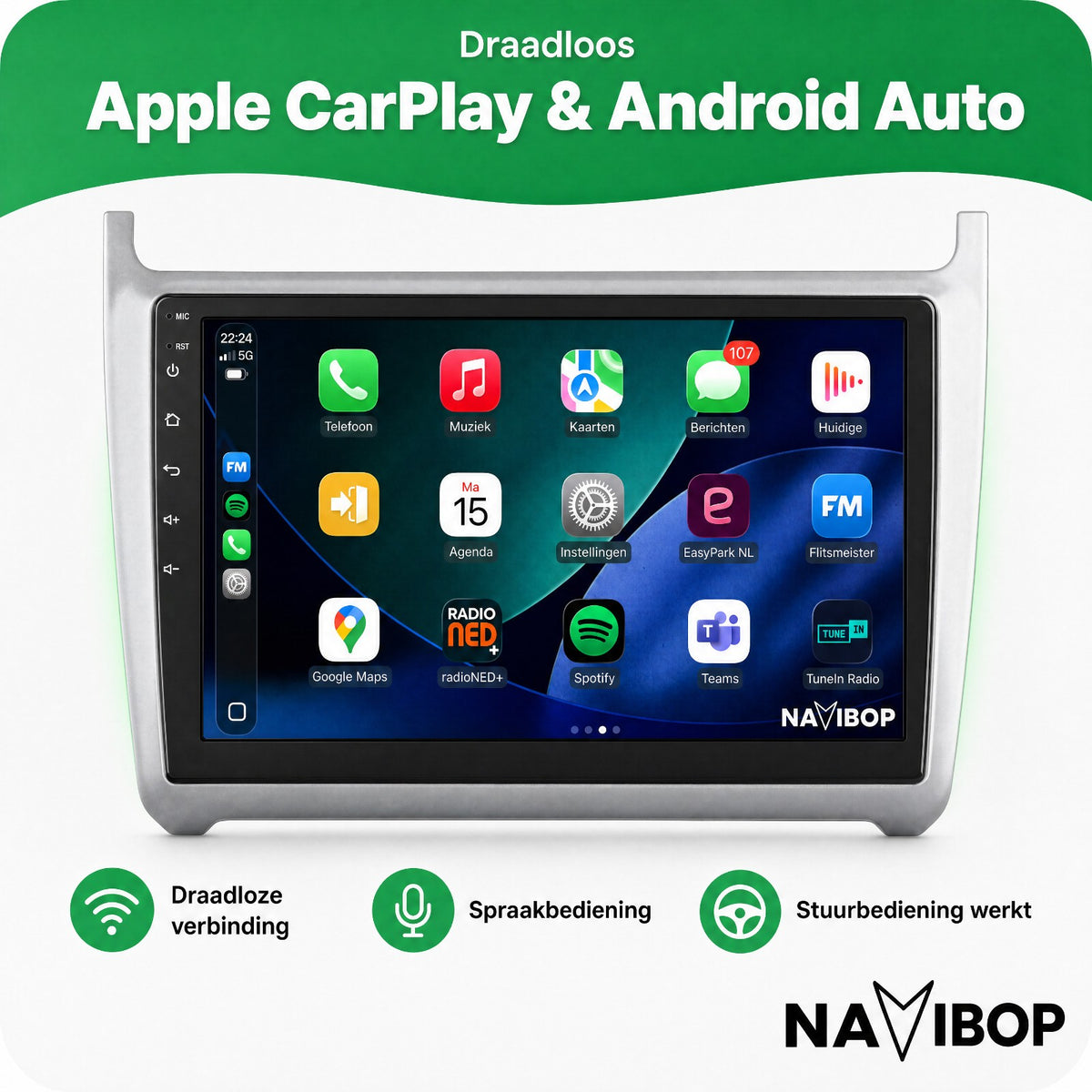 Volkswagen Polo + 2013 Zilver | Autoradio | Draadloos CarPlay & Android Auto | Android 15