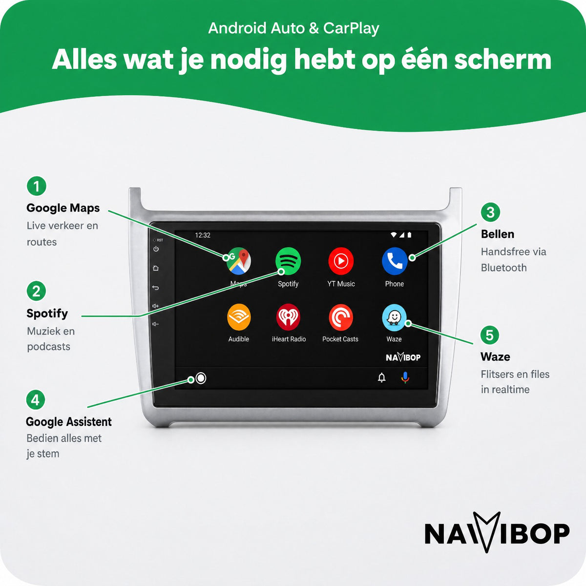 Volkswagen Polo + 2013 Zilver | Autoradio | Draadloos CarPlay & Android Auto | Android 15