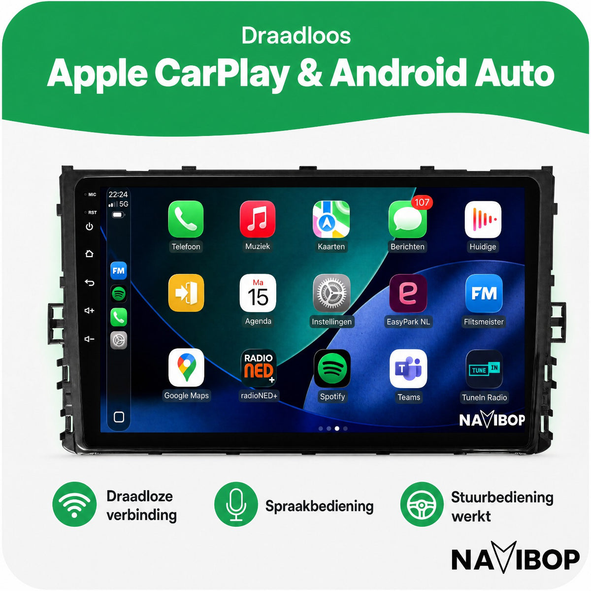 Volkswagen T-Cross T-Roc Bora Transporter T6 Jetta Polo | Autoradio | Draadloos CarPlay & Android Auto | Android 15 | 2015 t/m 2022
