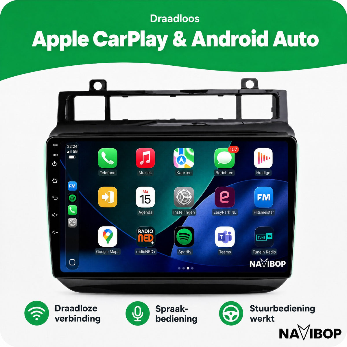 Volkswagen Touareg | Autoradio | Draadloos CarPlay & Android Auto | Android 15 | 2002 t/m 2010