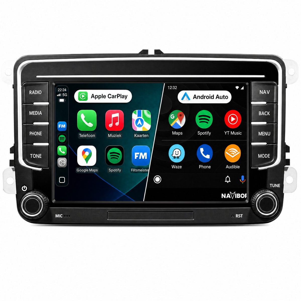 Volkswagen Seat Skoda universeel zonder USB | Autoradio | Draadloos CarPlay & Android Auto | Android 15