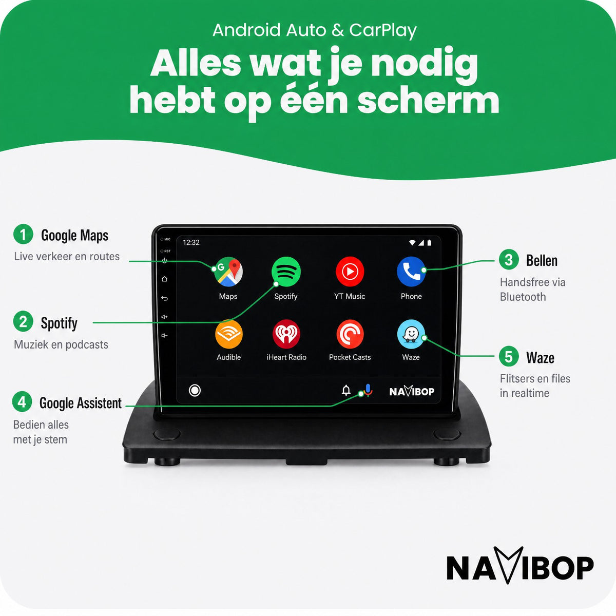 Volvo V50 C30 S40 C70 | Autoradio | Draadloos CarPlay & Android Auto | Android 15 | 2004 t/m 2012