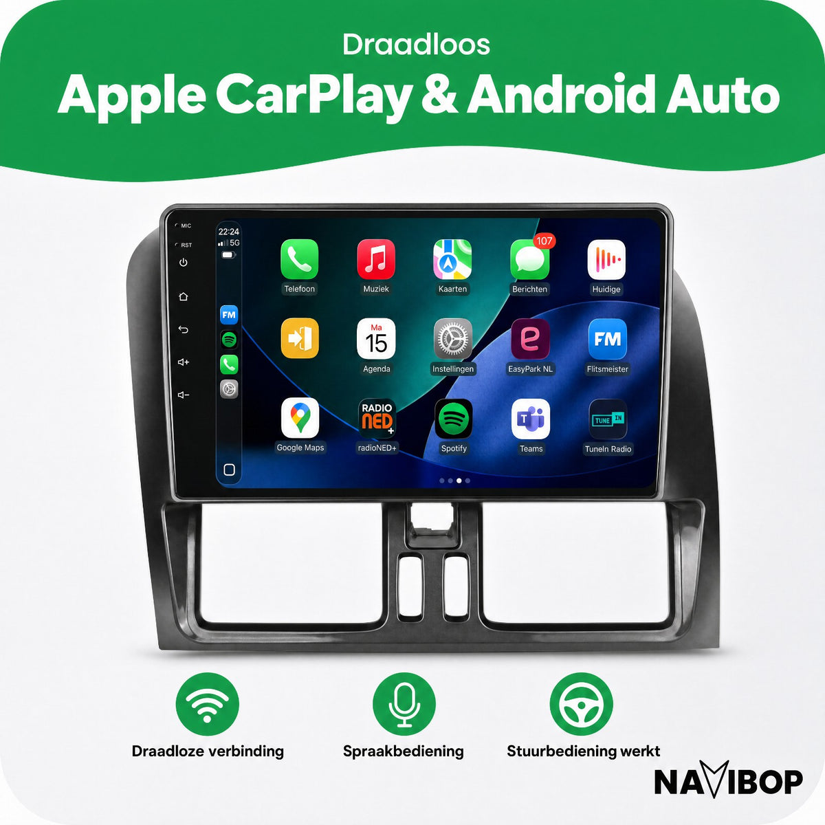 Volvo XC60 | Autoradio | Draadloos CarPlay & Android Auto | Android 15 | 2008 t/m 2017
