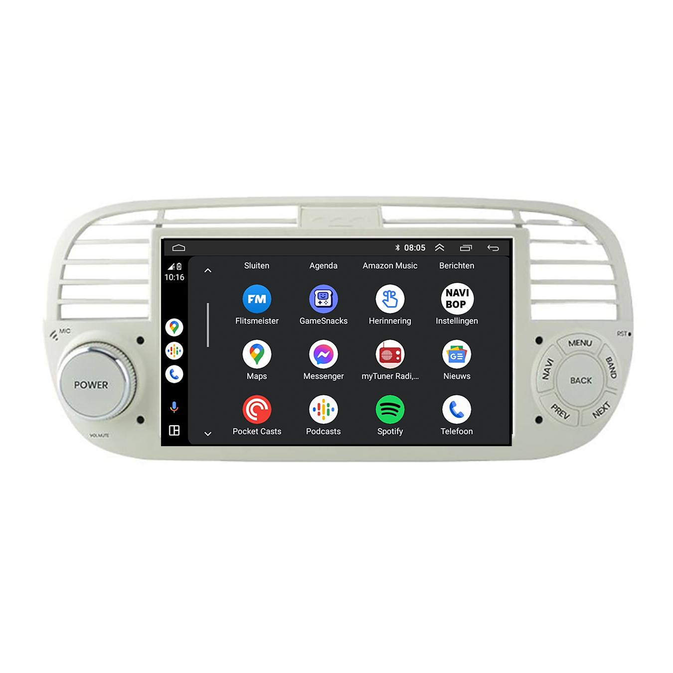 Abarth 500 Beige | Autoradio | CarPlay & Android Auto | Android 15.0 | 2005 t/m 2017