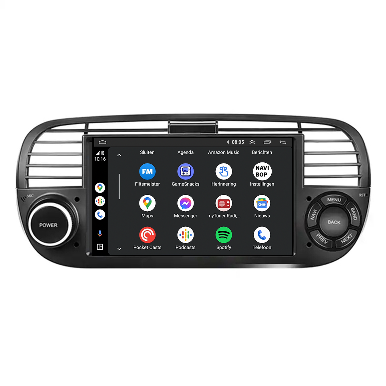 Abarth 500 zwart | Autoradio | CarPlay & Android Auto | Android 15.0 | 2005 t/m 2017
