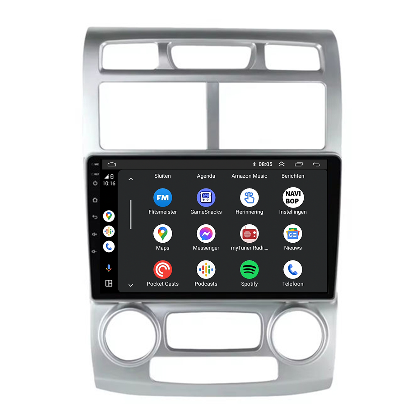 Kia Sportage - Zilver | Autoradio | CarPlay & Android Auto | Android 15.0 | 2005 t/m 2010